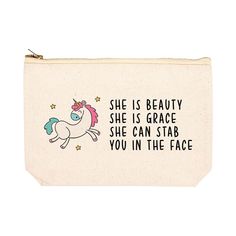 Funny Makeup Bag Canvas Cosmetic Bag with Zipper Makeup Pouch Design 2-Set of 1-Andaz Press-She Is Beauty Grace Can Stab You In The Face- Trendy Cosmetic Storage Zipper Pouch As Gift, Personalized Zipper Pouch Cosmetic Bag, Dance Competition Bag, Funny Makeup Bag, Funny Makeup, Tooth Fairy Bag, Birthday Women, Makeup Humor, Canvas Makeup Bag