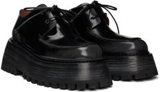 Polished leather derbys in black. · Square moc toe · Lace-up closure · Stacked rubber platform midsole · Treaded rubber outsole · Platform: H2.25 in Supplier color: Black Oxford Platform, Doc Marten Oxford, Luxury Streetwear, Derby, Oxford Shoes, Lace Up, Perfect Clothing, Outfit Accessories, Lace