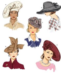 S9834 Sewing Pattern Hats in 5 Styles 1930s 1940s Vintage NEW SAME as Vogue 7464 | eBay 1940s Hats, Hat Patterns To Sew, Hat Base, Steampunk Costume, Women's Headwear, Simplicity Sewing, Couture Vintage, Fashion Sewing Pattern, Simplicity Sewing Patterns