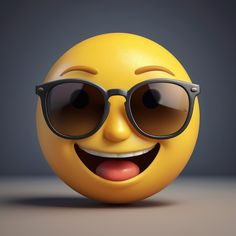 an emoticive smiley face wearing sunglasses and making a funny face with its tongue out