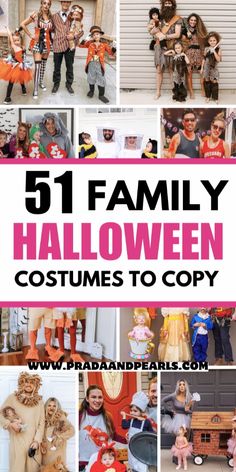 a collage of halloween costumes with the words 51 family halloween costumes to copy