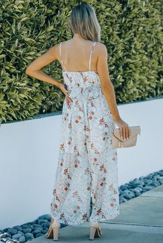 Floral Print Spaghetti Strap Ruffled Wide Leg Jumpsuit Spaghetti Strap Jumpsuit, Floral Print Jumpsuit, Wide Leg Romper, Floral Jumpsuit, Floral Style, Wide Leg Jumpsuit, Affordable Fashion, Couture Fashion, Jumpsuits For Women