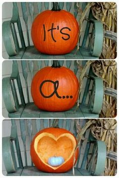 three pictures of pumpkins with the words it's ok written on them and one has a heart