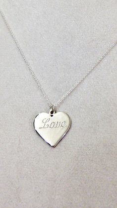 Sterling Silver Heart Necklace with "Love" Engraved - Bridesmaids by CopperfoxGemsJewelry on Etsy Heart Pendant Necklace For Valentine's Day Wedding, Heart Pendant Necklace For Wedding On Valentine's Day, Elegant Heart Necklace For Valentine's Day Wedding Gift, Heart-shaped Pendant Necklace For Wedding And Valentine's Day, Double Heart Necklace For Valentine's Day Wedding, Double Heart Necklace For Wedding On Valentine's Day, Heart Charm Necklace For Valentine's Day Wedding Gift, Double Heart Necklace For Wedding And Valentine's Day, Valentine's Day Heart Charm Necklace For Wedding Gift