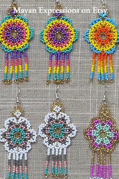 beaded earrings with different colors and designs