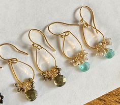 pyrite and blue apatite Semi Precious Earrings, Blue Apatite, Pink Pearl, Jewelry Inspo, Gorgeous Earrings, 14kt Gold, Chandelier Earrings, Jewelry Care, Beaded Earrings