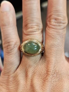 You are viewing a beautiful 14k solid gold jade ring. The ring size is 6  The ring is marked ming's and 14k. The band is 3mm wide. Beautiful gold leaf intricate design . Good pre owned condition Jade Ring, Intricate Design, Rings Statement, Gold Leaf, Ring Gift, Statement Rings, Solid Gold, Las Vegas, Gift For Her