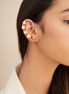 Outhouse-Oh Poppi Clump Earcuff-INDIASPOPUP.COM Earcuffs Earrings Indian, Earcuffs Earrings, Earrings Indian, 22 Carat Gold, Gold Ear Cuff, Pernia Pop Up Shop, Buy Gold, Contemporary Jewellery, Poppy Flower