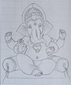 iam draw this outline using grid method very easy and simple method for drawing so you try this method 👍 Ganesh Drawing Sketch, Ganesh Outline Drawing, Drawing Of Ganesh Ji, Ganesh Outline, Ganesh Drawings, Ganesh Ji Sketch, Jg Logo, Ganesh Ji Drawing, Ram Drawing