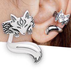 A cute little fox ear cuff will sit comfortably on your ear.It’s very easy to wear! The cuff doesn’t require piercing. Just put it on the smallest part of your ear and then move it to where it is most comfortable, squeeze slightly if necessary to have a stronger hold. Wear it with a dress or jeans, it will fit any style! made of solid 925 silver, nickel free you may choose a single ear cuff for any ear or a pairAll our ear cuffs have oval shape that fit your ear shape better!Cartilage ear cuffs Cute Ear Cuffs No Piercing, Afro Jewelry, Silver Ear Cuffs, Cartilage Ear Cuff, Fox Earrings, Fox Jewelry, Headpiece Jewelry, Fox Ears, Magical Jewelry