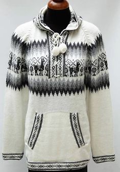 "This is a brand new, hooded alpaca wool sweater, handmade . It is very soft, comfortable and warm. It has a beautiful design with little llamas in matching shades all around the sweater. Alpaca is considered one of the worlds few luxury fibers due to its unique properties of softness, luster, lightness, durability, & warmth. No other animal fiber combines ALL of these properties. Made of Alpaca Wool Llamas Ethnic Design Knitted Hooded Alpaca Wool Sweater sizes available S, M , L , XL sizes White Bohemian Sweater For Winter, White Knitted Hooded Sweater, White Hooded Knitted Sweater, White Cozy Sweater With Drawstring Hood, Cozy White Knitted Hoodie, White Knitted Alpaca Sweater, White Hand Knitted Alpaca Sweater, Beige Slippers, Alpaca Poncho