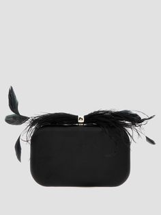 Structured faux-leather clutch bag Gold-tone top ring hardware with threaded faux feathers Single-compartment construction Interior slip pocket Push lock closure Detachable chain crossbody strap with 24" drop 7"W x 4.25"H x 1.75"D Luxury Formal Bags With Feathers, Luxury Formal Feathered Bags, Chic Formal Bags With Feather Trim, Chic Formal Bags With Feathers, Formal Chic Bags With Feathers, Chic Formal Feather Bags, Chic Formal Feathered Bags, Elegant Evening Bags With Feathers, Guess Clutch