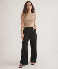 Allison Trouser Travel Clothes, Marine Layer, Ribbed Sweater Dress, Travel Wardrobe, Wide Leg Pant, Ruffled Sleeve Top, Spring 2024, Ribbed Sweater, Travel Outfit