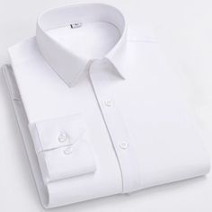 Long Sleeve Plain Office Shirt, Plain Long Sleeve Office Shirt, White Casual Dress Shirt For Office, Casual White Dress Shirt For Office, Wedding Dress Shirt, Camisa Social, Shirts Long Sleeve, Casual Long Sleeve Shirts, Mens Sleeve