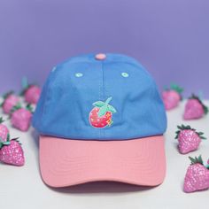 The perfect hat to add to your collection. This color-blocked hat is embroidered with a Strawburry17 detail on the front and includes teal eyelets Label detail on the sweatband Adjustable metal strap back Orders processed within 2-3 business days Playful Adjustable Hat For Streetwear, Playful Adjustable Streetwear Hat, Trendy Adjustable Curved Visor Hat, Cute Hats With Embroidered Logo And Curved Brim, Trendy Brimmed Cotton Baseball Cap, Trendy Hat With Curved Visor, Trendy Snapback Fitted Hat For Summer, Trendy Adjustable Fitted Hat With Curved Visor, Adjustable Brimmed Baseball Cap For Streetwear