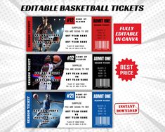 basketball ticket templates with different designs on them