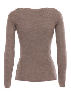 SWEATERComposition: 100% WOOL Fall Stretch Merino Wool Sweater, Stretch Merino Wool Sweater For Fall, Long Sleeve Merino Wool Turtleneck For Fall, Merino Wool Long Sleeve Turtleneck For Fall, Stretch Merino Wool Sweater For Layering, Brown Cashmere Turtleneck Top, Beige Merino Wool Top For Fall, Fall Beige Merino Wool Tops, Fitted Wool Beige Top