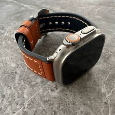 Personalised Custom Engraved  Quality Thick Dark Orange Leather Watch Strap Band For NEW 49mm Apple Watch Ultra Product Features: Suitable for:  Apple Watch ULTRA 49mm Size: Long Part: 125mm Short Part: 75mm - 4mm thick - Medium/Large Strap Width: 24mm Strap material:  High Quality Thick Leather Clasp: Stainless Steel Buckle Tang Buckle Connector material: Brushed stainless steel Shade and colours of leather may differ slightly to the advert pic as no leather is the same when made. If you want your watch strap personalised please select the personalisation option in the drop down menu and then follow the following personalisation guide: Decide where you want the engraving: SHORT SIDE - we recommend engraving initials up to 3 Characters (For example: RN, KNP etc). LONG SIDE You can apply fu Apple Leather Watch Bands, Apple Watch Clock Faces, Mike Love, Apple Leather, Apple Watch Ultra 49mm, Apple Watch Leather Strap, New Apple Watch, Ultra Series, Bracelet Apple Watch