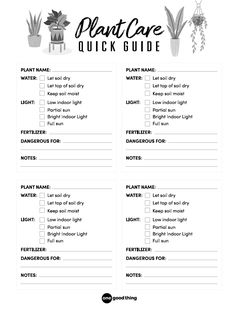 printable plant care checklist for plants