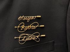 Elevate your style with these exquisite personalized wire name brooches, meticulously handcrafted with precision and care.  Each brooch is custom-made from high-quality gold-plated copper wire, artfully shaped into the name of your choice.  Whether you're looking for a unique accessory to complement your wardrobe or a thoughtful gift for a loved one, these brooches are the perfect blend of elegance and individuality.   Wear it on your favorite apparel, bag, or even as a statement piece on specia Wire Name, Brooches Handmade, Formal Attire, Accessories Unique, Copper Wire, Statement Pieces, Brooch Pin, Thoughtful Gifts, Gold