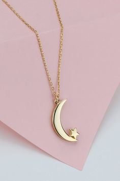 14k Solid Gold Crescent Moon and Star Necklace, Dainty Moon and Star  Necklace, Celestial Jewelry, Elegant Celestial Necklace, Gift for Her, Crescent Moon Charm,  Moon Star Pendant, Gold Moon Charm, Anniversary GiftOur gold necklaces make the most perfect gift for so many occasions, weddings, birthdays or as the perfect staple in your own jewelry collection. It’s a meaningful gift for your children, girlfriend, wife, families, loved one or a special treat just for yourself.------------------- IT Crescent Yellow Gold Jewelry With Star Charm, Crescent Shaped Yellow Gold Jewelry With Star Charm, Celestial Crescent Necklace With Delicate Chain, Yellow Gold Crescent Jewelry With Star Charm, 14k Gold Star Jewelry With Moon Charm, Personalized Crescent Celestial Necklace, 14k Gold Moon Charm Star Jewelry, Gold Celestial Necklace With Moon Charm, Yellow Gold Moon Necklaces With Star Charm