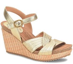 Your go-to summertime sandal that's designed with a charming basket weave wedge to elevate casual and dressy looks to new heights. From Sofft. Spring Open Toe Woven Leather Wedge Sandals, Gold Woven Leather Sandals For Summer, Spring Woven Leather Sandals With Wedge Heel, Spring Woven Leather Wedge Sandals, Gold Woven Leather Sandals For Spring, Summer Woven Leather Wedge Sandals, Summer Wedge Sandals With Woven Leather, Spring Woven Leather Wedge Sandals With Straw, Spring Woven Leather Straw Wedge Sandals