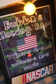 a sign that says bubba's hotdog bar where cream wieners are made