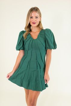 V-neck Short puff sleeves Pleated detailing Back zipper Lined/non-sheer 100% POlyester SIZES: SMALL MEDIUM LARGE Show off your playful side with this Front Decorative Seams Detail Dress in hunter green and chocolate brown. Perfect for any occasion, its unique design adds a touch of quirkiness while flattering your figure. Get ready to turn heads and make a statement with this fun and stylish dress! SIZE XS S M L XL 2XL 3XL FITS A SIZE 00-0 2-4 6-8 10-12 14-16 18-20 22-24 Decorative Seams, Platform Heels Boots, Sandal Platform, Halloween News, Blue And White Dress, Platform Sandals Heels, Dress Romper, Hunter Green, Stylish Dresses