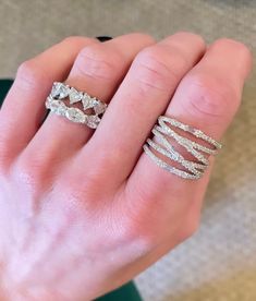 Jewel Wedding, Diamond Stacking Rings, Baguette Diamonds, Stacked Jewelry, Put A Ring On It, Silver Accessories, Gold Accessories, Baguette Diamond, Accessories Rings