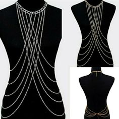 Full Body Womens Exaggerated Alloy Beach Multilayer Crossover Belly Chain Necklace Body Harness Jewelry, Body Chain Fashion, Full Body Chain, Free People Necklace, Fashion Feminine, Witchy Fashion, Shoulder Chain, Belly Chain, Heart Pendant Diamond