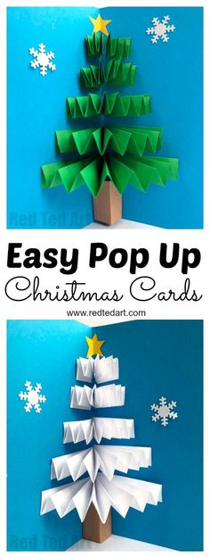 easy pop up christmas cards for kids to make with paper and construction paper, then fold them into a tree