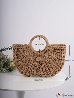 BirdinBag - Chic Straw Handbag - Minimalist Design Straw Handbags, Handle Bag, Color Khaki, Womens Tote Bags, Simple Design, Straw Bag, Minimalist Design, Simple Designs, Straw