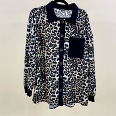 Heimish Usa Brand Beautiful Rich In Color Leopard Print Slight Puff Sleeve Front Pocket Detail Lightweight Soft Material True To Size Fit 95% Polyester, 5% Spandex. Leopard Print Long Sleeve Top With Buttons, Long Sleeve Leopard Print Top With Buttons, Collared Blouse For Loungewear In Fall, Leopard Print Button-up Top With Buttons, Leopard Print Button-up Top, Fall Leopard Print Tops With Buttons, Long Sleeve Loungewear Blouse With Buttons, Long Sleeve Blouse For Loungewear, Long Sleeve Blouse For Loungewear With Buttons