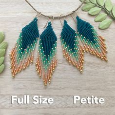 Petite Teal & Peach Color Block Gradient Bead Fringe Earrings - Etsy Adjustable Green Tassel Earrings, Adjustable Green Fringe Beaded Earrings, Turquoise Tassel Earrings With Dangling Beads, Bead Fringe Earrings, Bead Fringe, Earring Ideas, Beaded Fringe, Peach Color, Fringe Earrings