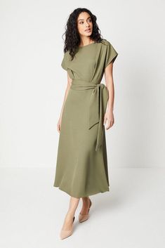 #ad Top Seller for Principles Midi Dress Womens Daywear Dresses Olive, Fashion Dress Chic Solid Color Dress With Tie Waist, Midi Length Dress With Tie Waist For Day Out, Solid Color Belted Maxi Dress, Midi Dress With Tie Waist, Solid Colored Belted Maxi Dress, Knee-length Tie Waist Dress For Day Out, Belted Midi Length Dresses For Casual Wear, Elegant Tie Waist Dress For Day Out, Evening Knee-length Dress With Tie Waist