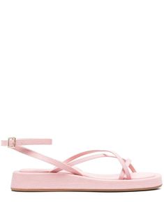 light pink multi-way strap design buckle-fastening ankle strap open toe flatform sole Light Pink Sandals, Gia Borghini, Strappy Flats, Pink Flats, Flatform Sandals, Pink Sandals, Feature Light, Strap Design, Cute Shoes