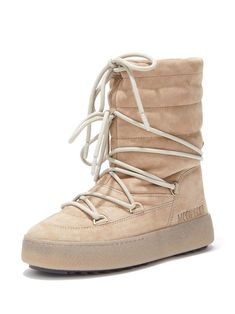 Find MOON BOOT Track Padded Lace-up Boots on Editorialist. sand beige padded design front lace-up fastening calf-length round toe flat rubber sole Beige Suede Boots, Women Towel, Dance Socks, Purple Socks, Hiking Men, Moon Boot, Moon Boots, On The Moon, Sand Beige