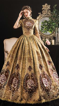 Victorian dress
 • Renaissance costume,

historical period clothing Victorian Dress Costume, Gold Ball Gown, Rococo Baroque, Istoria Modei, Gaun Abad Pertengahan, Masquerade Ball Gown, Rococo Dress, Victorian Gown, 18th Century Dress