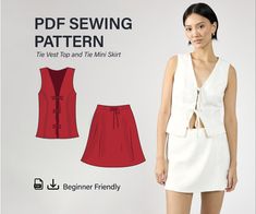 a woman in a white dress and red skirt with the text, free sewing pattern