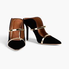 Beautiful Shoes To Dress Up Or Dress Down Any Look Malone Souliers Maureen, Velvet Mules, Malone Souliers, Metallic Leather, Beautiful Shoes, Dressed Down, Leather Trims, Shoes Women Heels, Shoes Heels