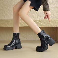 75mm Platform Sheepskin Chelsea Boots in Black/Brown with Side Zip Top Cow, Leather Short, Brown Shorts, Unique Beauty, Leather Shorts, Shopping App, Toe Designs, 8 Days, Soft Rubber