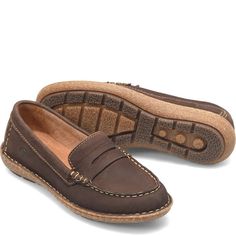 Brown Suede Loafers With Cushioned Footbed, Casual Swift Leather Moccasins, Casual Suede Moccasins With Rubber Sole, Everyday Leather Moccasins With Leather Footbed, Casual Brown Swift Leather Loafers, Suede Moccasins With Cushioned Footbed And Moc Toe, Leather Moccasins With Cushioned Footbed, Leather Moccasins With Cushioned Footbed And Round Toe, Casual Moccasins With Leather Lining