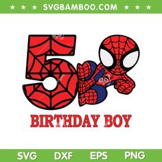 spiderman birthday shirt with the number five on it