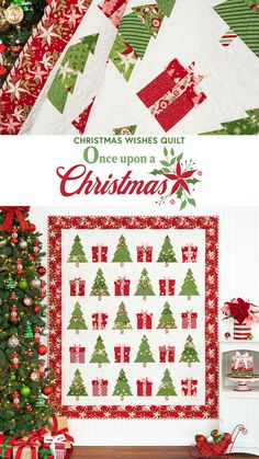 Delight in the warmth of the holiday season with the Christmas Wishes Quilt, an enchanting design by Margot Languedoc and recolored by Shabby Fabrics using the darling Once Upon a Christmas collection from Moda Fabrics. This festive quilt showcases rows of charming Christmas trees, as if freshly plucked from a winter wonderland, standing beside intricately wrapped presents. Framed with a vibrant poinsettia border, this quilt captures the essence of holiday magic and cheer.