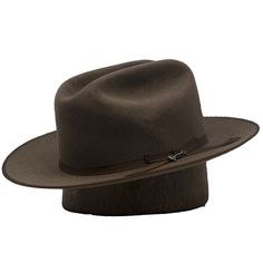 Stetson Open Road Fur Felt Hat Brown Curved Brim Top Hat For Ranch, Fitted Brown Panama Hat With Flat Crown, Classic Brown Top Hat With Flat Brim, Classic Wide Brim Top Hat For Country Events, Classic Brown Flat Brim Felt Hat, Brown Wide Brim Top Hat For Ranch, Western Style Brown Top Hat With Curved Brim, Brown Top Hat With Curved Brim For Rodeo, Classic Top Hat For Western-themed Winter Events