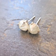 Unique Diamond Studs - Rustic Diamonds, 2 carats, White Diamonds, Icy Grey, Ice, White Gold, Spiked, Edgy, Basic, Triangle Grey Diamond, Unique Diamonds, Diamond Stud Earrings, Diamond Stud, 3 Carat, 2 Carat, White Diamonds, Diamond Earrings Studs, Diamond Studs