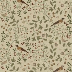 a wallpaper with birds and flowers on it