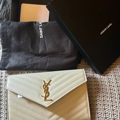 Ysl Cassandre Matelasse Leather Wallet On A Chain Price Is Firm With Tag New!!! Crema Soft Color Cream Ysl Bag, Ysl Cardholder, Ysl Wallet On Chain White, Ysl Uptown Chain Wallet, Ysl Chain Wallet, Bags Ysl, Saint Laurent Bags, Yves Saint Laurent Bags, Soft Colors