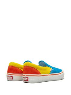 Vans Slip-On Pro "The Simpsons" Sneakers - Farfetch Sporty Multicolor Slip-on Sneakers With Round Toe, Multicolor Gum Sole Skate Shoes For Streetwear, Multicolor Sneakers With Vulcanized Sole For Skateboarding, Multicolor Vulcanized Sole Sneakers For Skateboarding, Blue Sporty Slip-ons With Round Toe, Casual Blue Slip-ons With Contrast Sole, Multicolor Sneakers For Skateboarding, Multicolor Skateboarding Sneakers With Rubber Sole, Sporty Yellow Sneakers