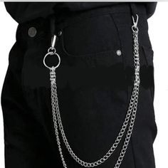 Chain Wallet. Big Ring Key Chain Metal Wallet Chain Silver Hiphop Hook Trousers Pant Waist Link Belt Gothic K- Pop 18” To 23” Leather Pant Chain, Ring Bracelet Chain For Men, Jeans With Chains Hanging, Short Wallet Chain, Black Jeans Chains, Chains For Belt, Belt Loop Chain, Silver Belt Chain, Chain On Pants